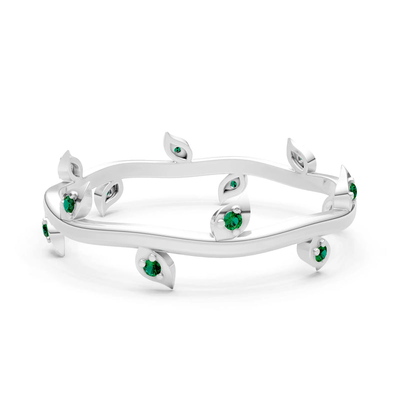 Dainty Leaf Motif Prong Eternity Band