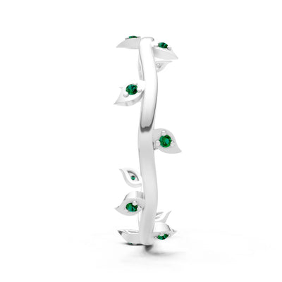 Dainty Leaf Motif Prong Eternity Band