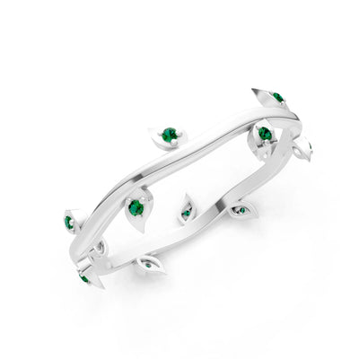 Dainty Leaf Motif Prong Eternity Band