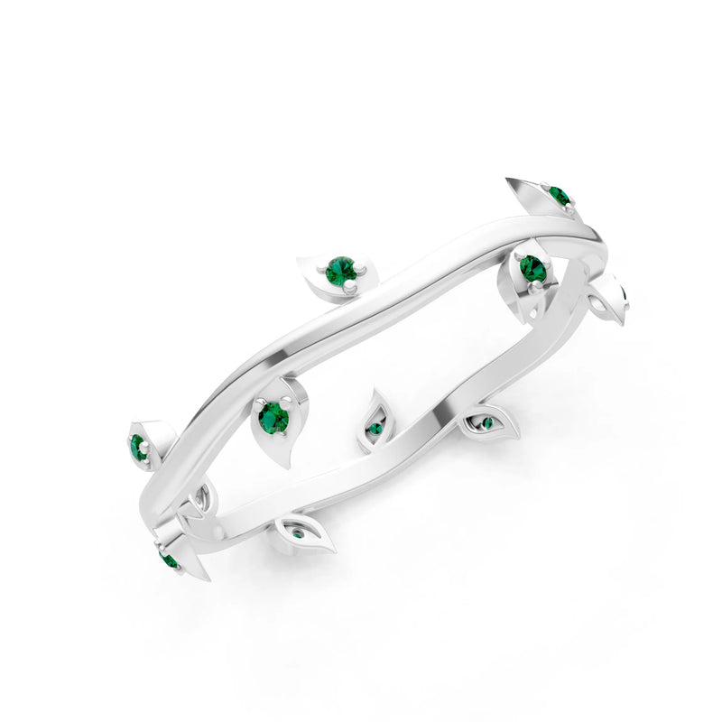 Dainty Leaf Motif Prong Eternity Band
