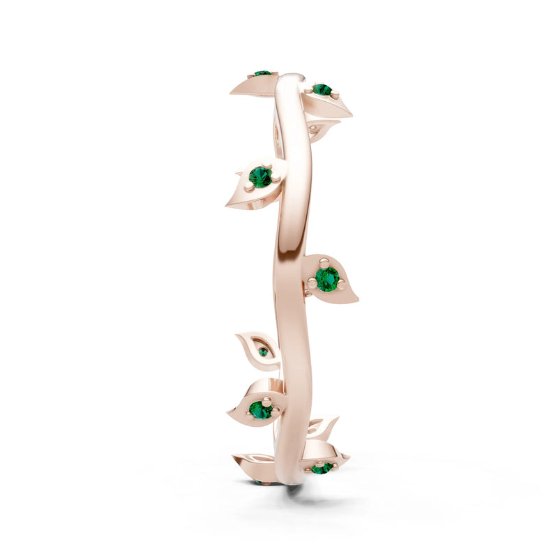 Dainty Leaf Motif Prong Eternity Band