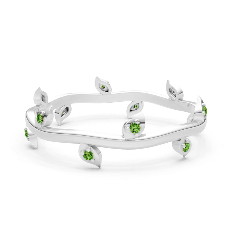 Dainty Leaf Motif Prong Eternity Band