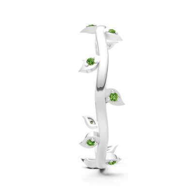 Dainty Leaf Motif Prong Eternity Band