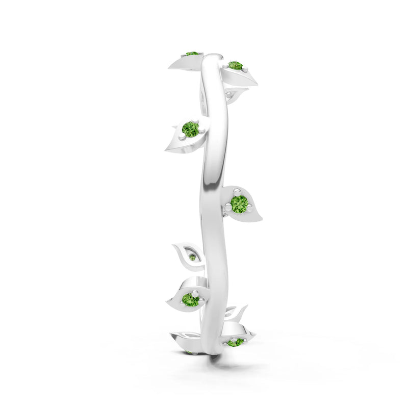 Dainty Leaf Motif Prong Eternity Band