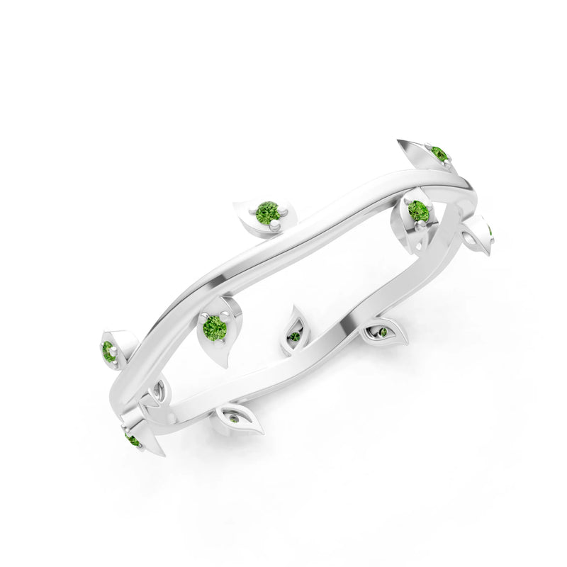 Dainty Leaf Motif Prong Eternity Band