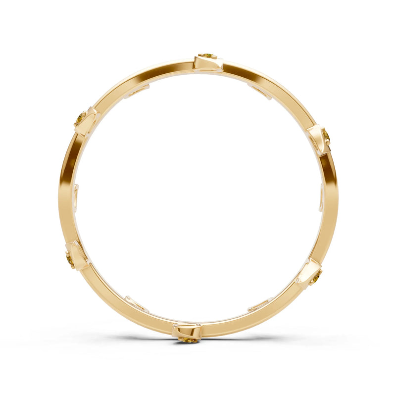 Citrine Dainty Leaf Motif Prong Eternity Band
