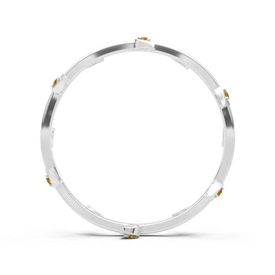 Citrine Dainty Leaf Motif Prong Eternity Band