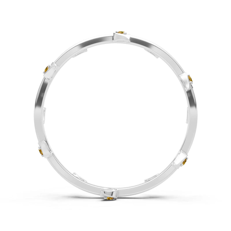 Citrine Dainty Leaf Motif Prong Eternity Band