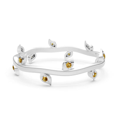 Citrine Dainty Leaf Motif Prong Eternity Band