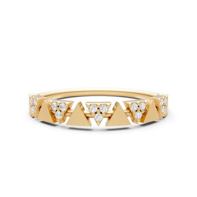 Diamond Dainty Triangle Half Eternity Cluster Ring