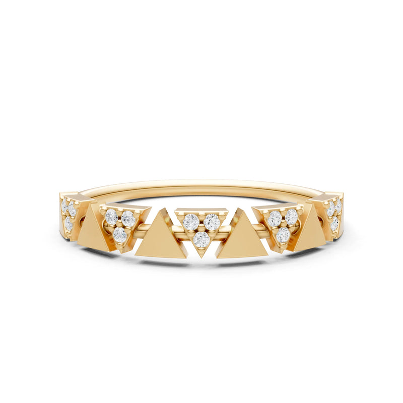 Diamond Dainty Triangle Half Eternity Cluster Ring