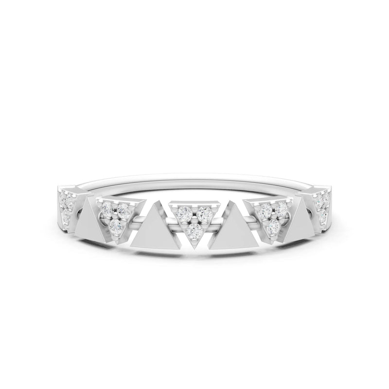 Diamond Dainty Triangle Half Eternity Cluster Ring
