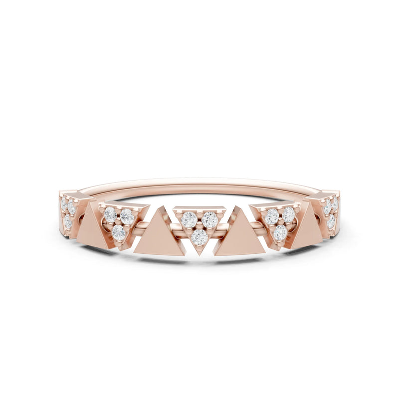 Diamond Dainty Triangle Half Eternity Cluster Ring