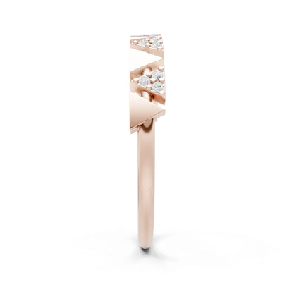 Diamond Dainty Triangle Half Eternity Cluster Ring