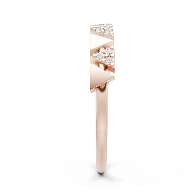 Diamond Dainty Triangle Half Eternity Cluster Ring