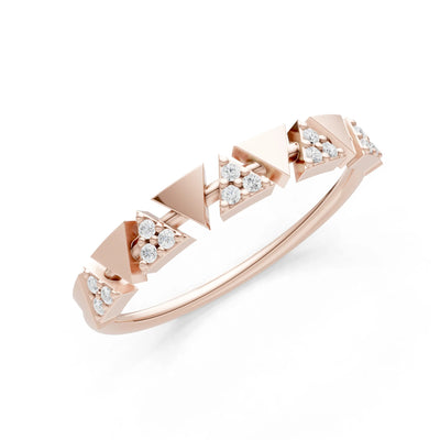 Diamond Dainty Triangle Half Eternity Cluster Ring