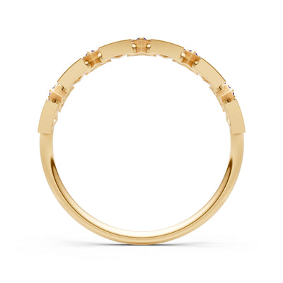 Dainty Triangle Half Eternity Cluster Ring