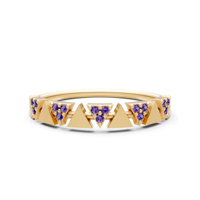 Amethyst Dainty Triangle Half Eternity Cluster Ring