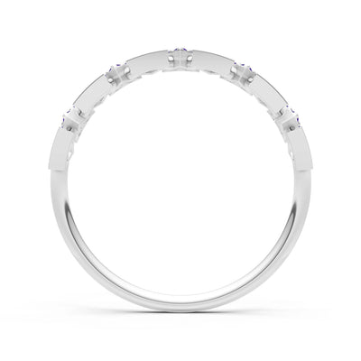 Amethyst Dainty Triangle Half Eternity Cluster Ring