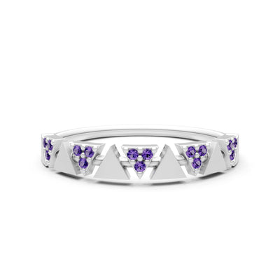 Amethyst Dainty Triangle Half Eternity Cluster Ring