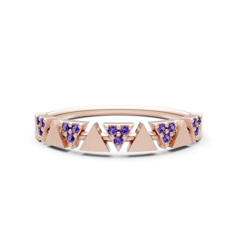Dainty Triangle Half Eternity Cluster Ring