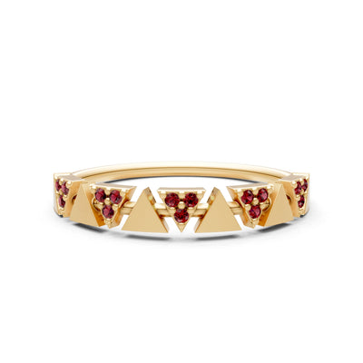 Garnet Dainty Triangle Half Eternity Cluster Ring