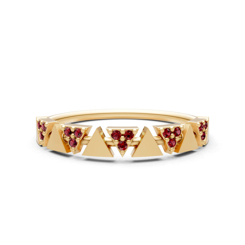 Garnet Dainty Triangle Half Eternity Cluster Ring