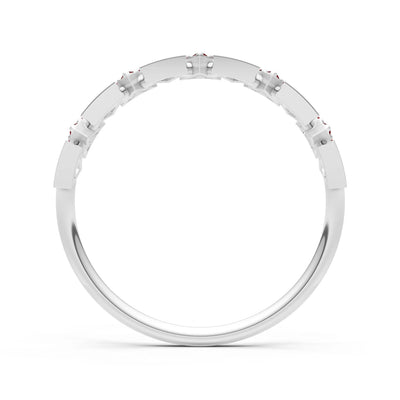 Garnet Dainty Triangle Half Eternity Cluster Ring