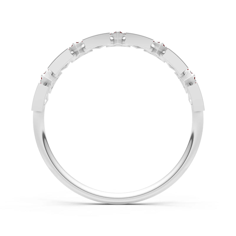Garnet Dainty Triangle Half Eternity Cluster Ring