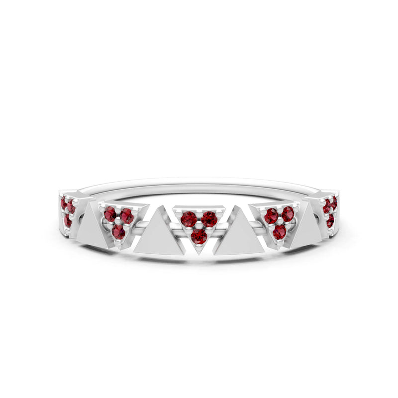 Garnet Dainty Triangle Half Eternity Cluster Ring