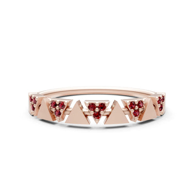 Garnet Dainty Triangle Half Eternity Cluster Ring
