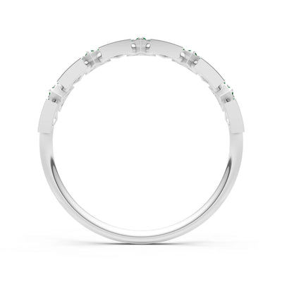 Emerald Dainty Triangle Half Eternity Cluster Ring