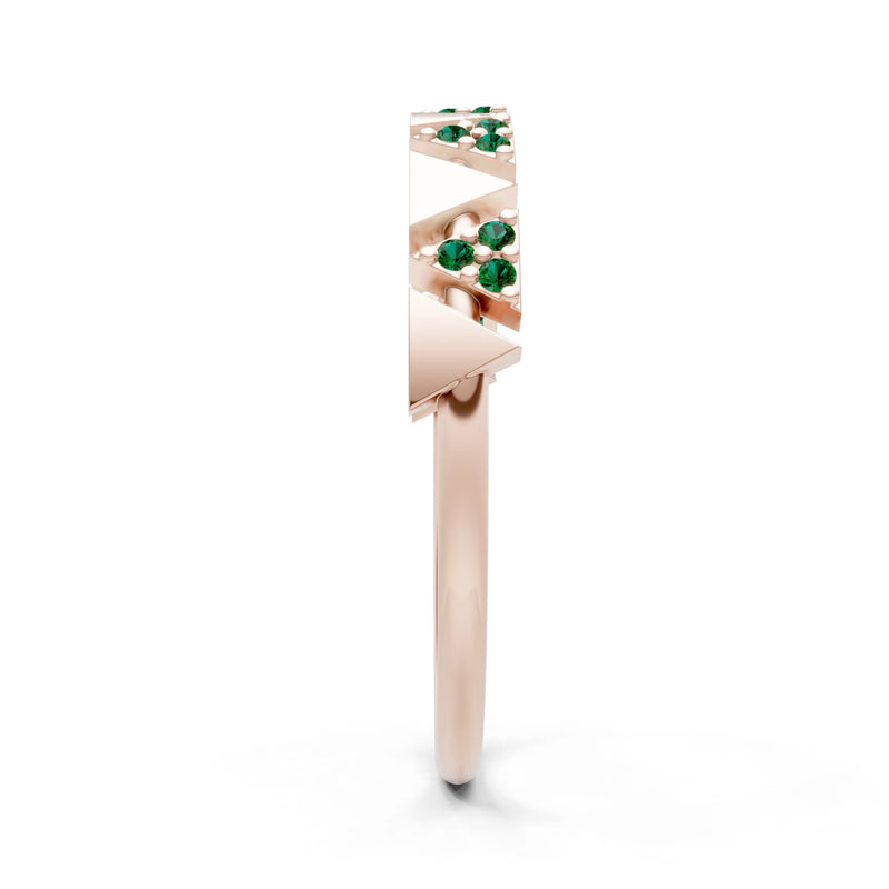 Emerald Dainty Triangle Half Eternity Cluster Ring