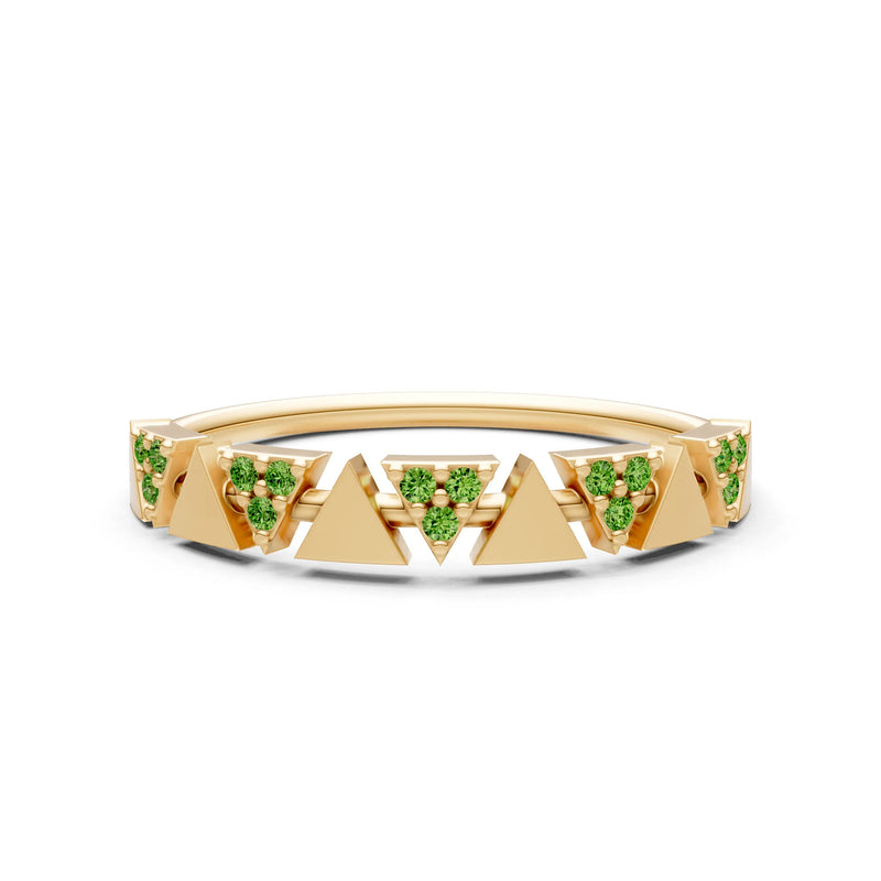 Peridot Dainty Triangle Half Eternity Cluster Ring