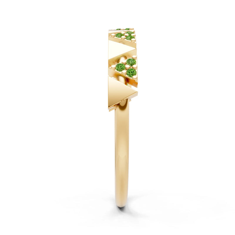 Peridot Dainty Triangle Half Eternity Cluster Ring