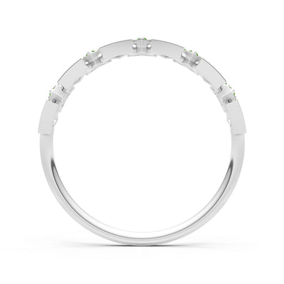 Peridot Dainty Triangle Half Eternity Cluster Ring