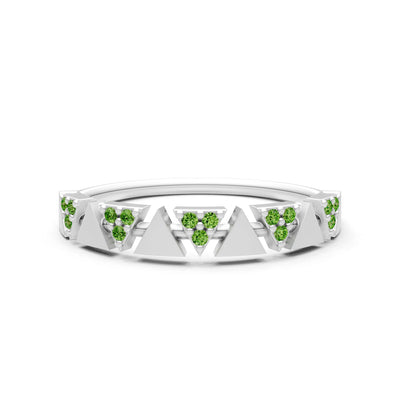 Peridot Dainty Triangle Half Eternity Cluster Ring