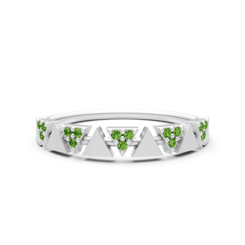 Peridot Dainty Triangle Half Eternity Cluster Ring