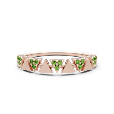 Peridot Dainty Triangle Half Eternity Cluster Ring