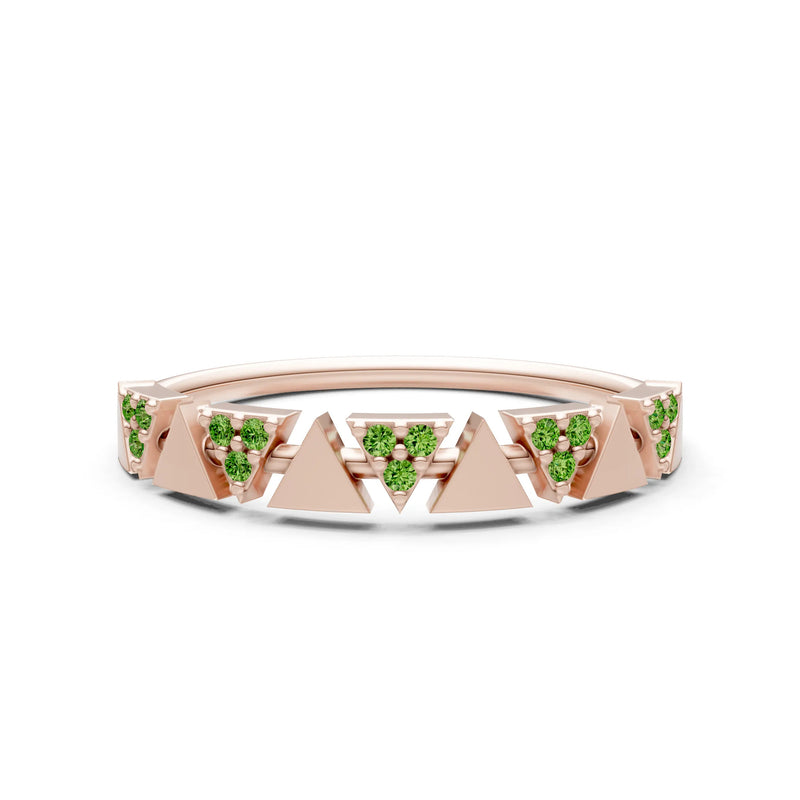 Peridot Dainty Triangle Half Eternity Cluster Ring