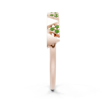 Peridot Dainty Triangle Half Eternity Cluster Ring