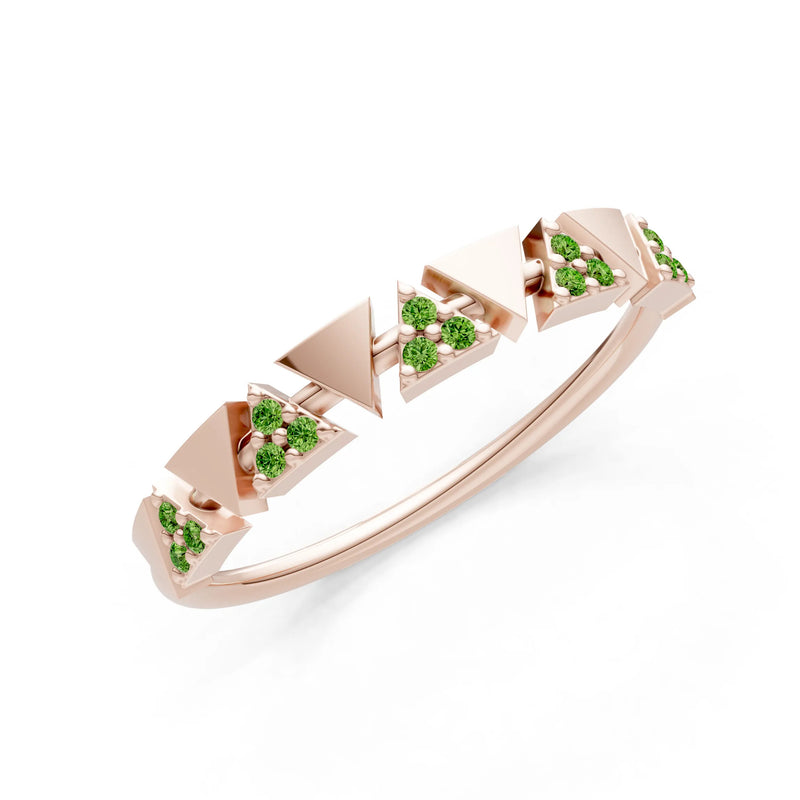 Peridot Dainty Triangle Half Eternity Cluster Ring