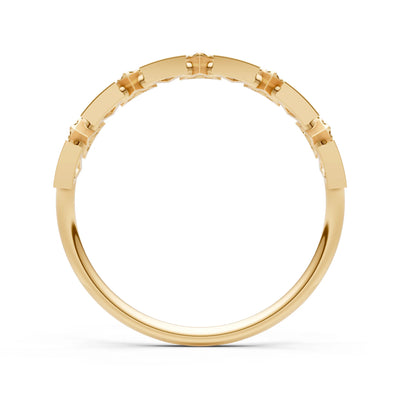 Citrine Dainty Triangle Half Eternity Cluster Ring