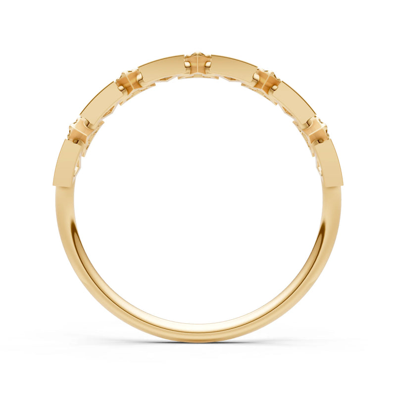 Citrine Dainty Triangle Half Eternity Cluster Ring