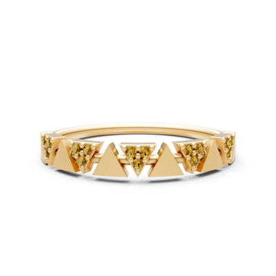 Citrine Dainty Triangle Half Eternity Cluster Ring