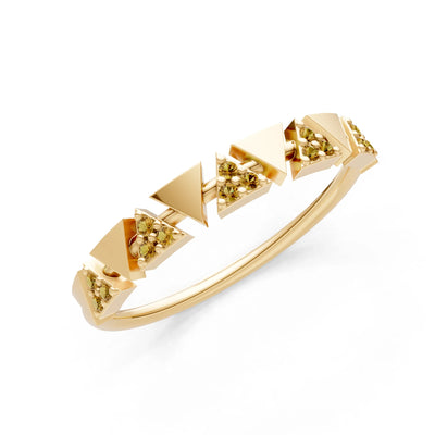 Citrine Dainty Triangle Half Eternity Cluster Ring