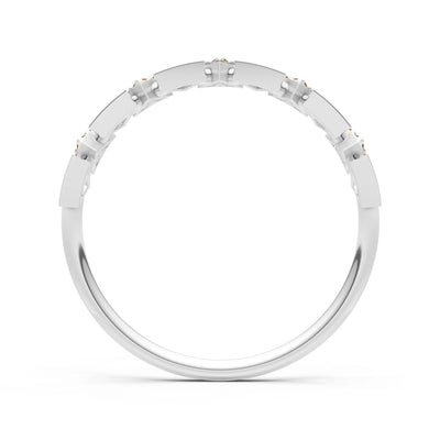 Citrine Dainty Triangle Half Eternity Cluster Ring