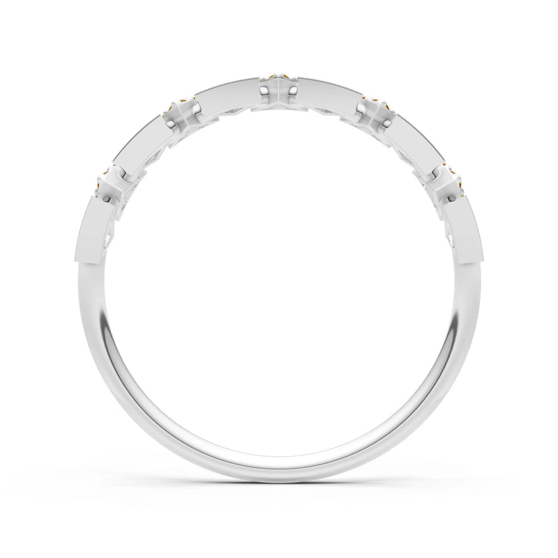 Citrine Dainty Triangle Half Eternity Cluster Ring