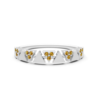 Citrine Dainty Triangle Half Eternity Cluster Ring