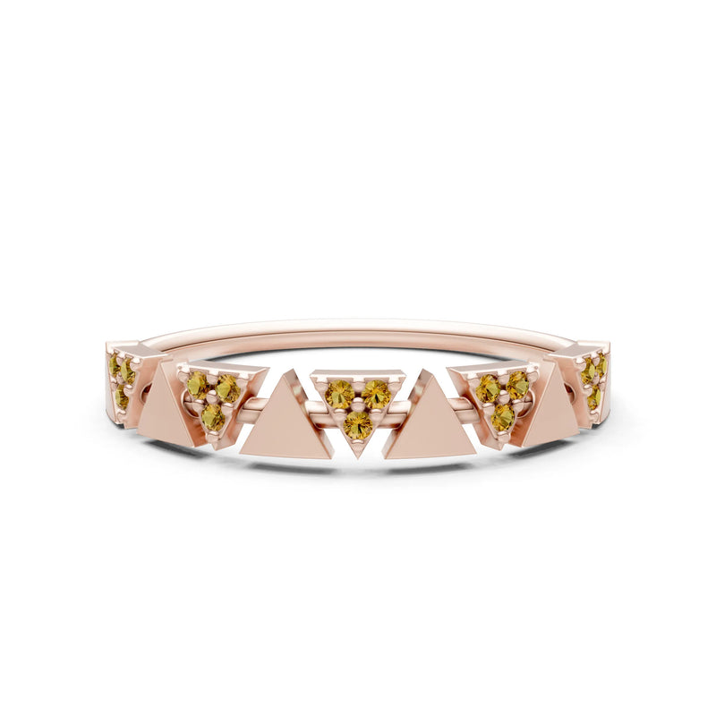 Dainty Triangle Half Eternity Cluster Ring